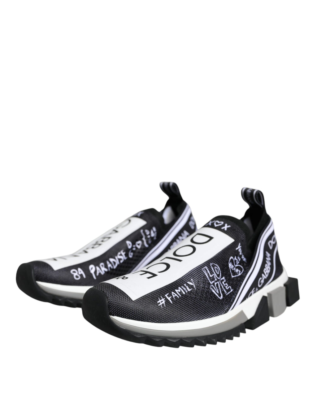 Dolce &amp; Gabbana Black White Sorrento Low Top Sneakers Shoes