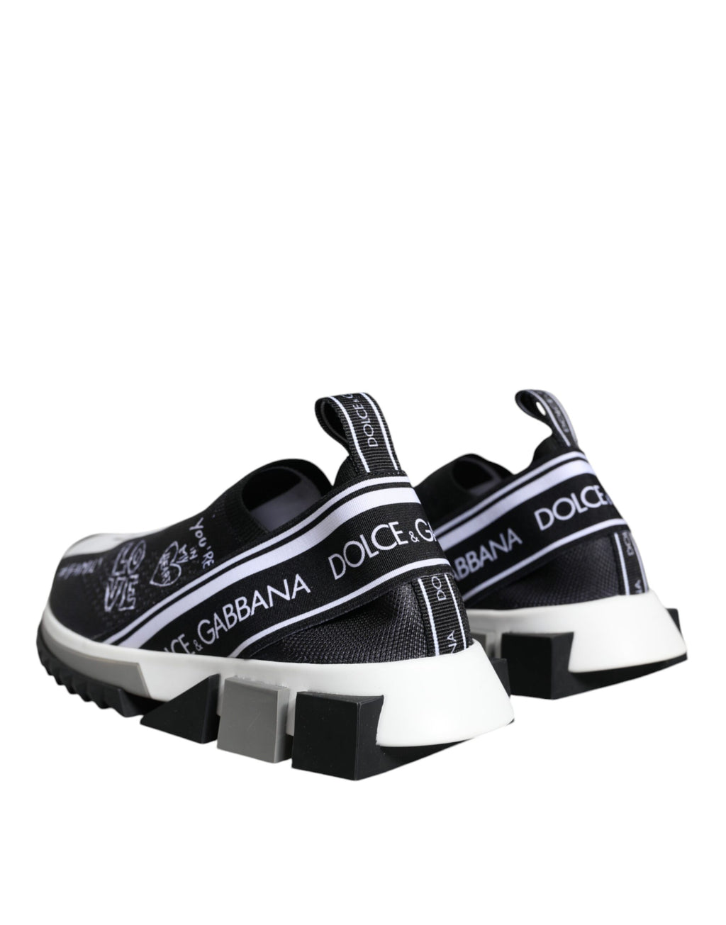 Dolce &amp; Gabbana Black White Sorrento Low Top Sneakers Shoes