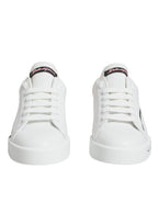 Dolce &amp; Gabbana White Pink Portofino Low Top Sneakers Shoes