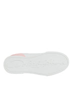 Dolce &amp; Gabbana White Pink Portofino Low Top Sneakers Shoes