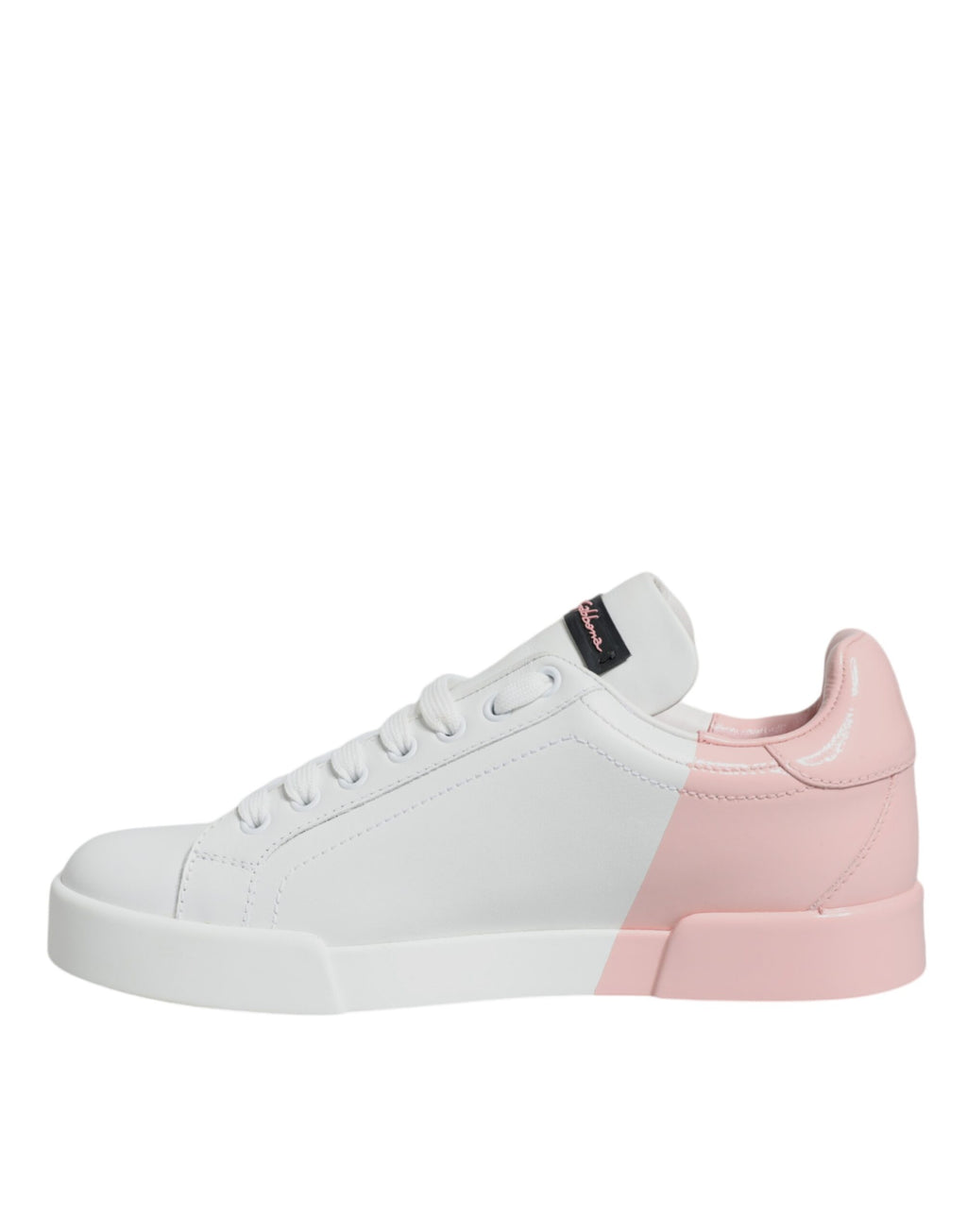 Dolce &amp; Gabbana White Pink Portofino Low Top Sneakers Shoes