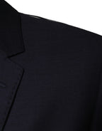 Dolce &amp; Gabbana Dark Blue Wool Single Breasted Dress Coat Blazer