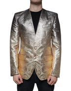 Dolce &amp; Gabbana Gold Jacquard Single Breasted Dress Blazer