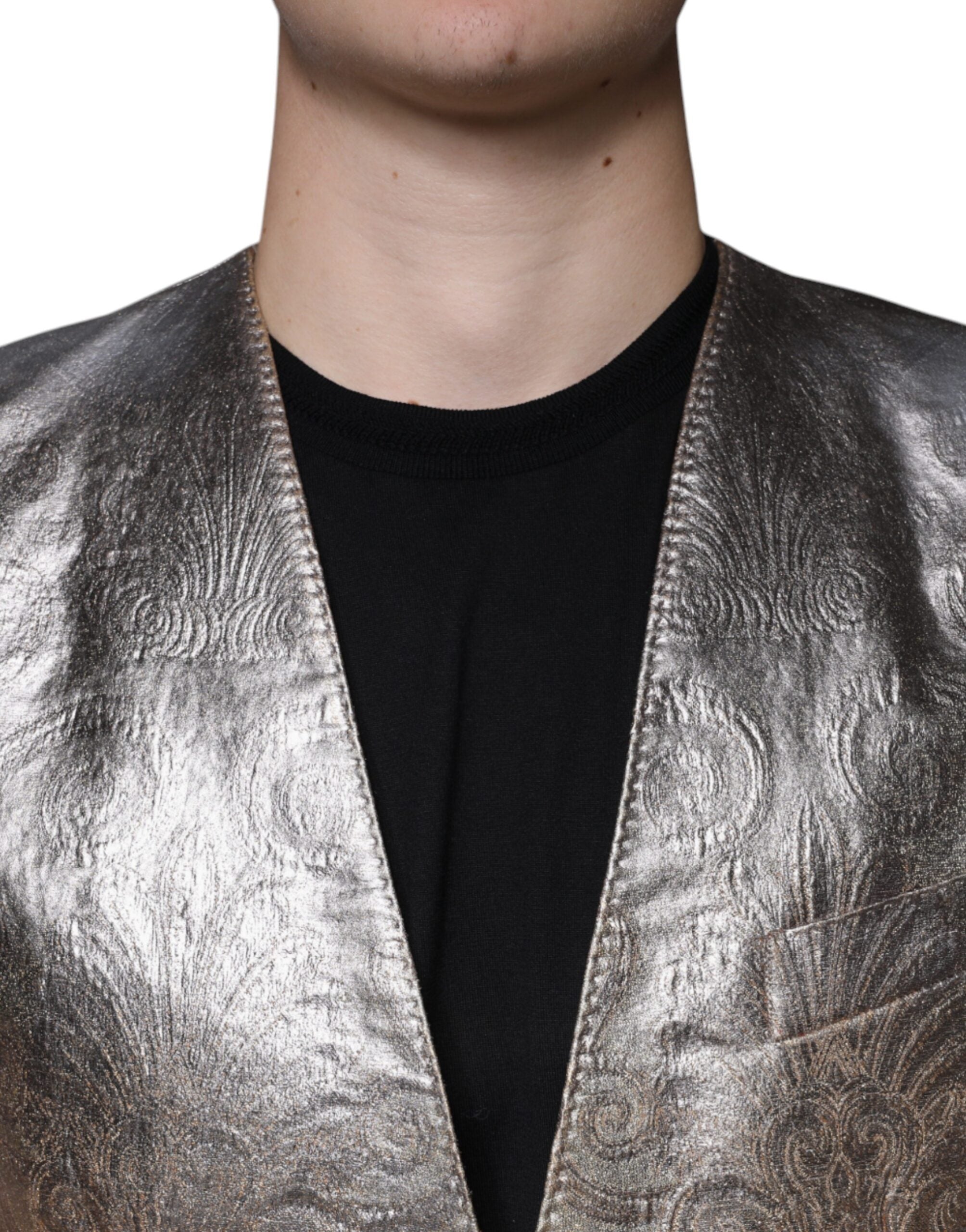 Dolce &amp; Gabbana Gold Jacquard Single Breasted Dress Blazer