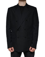 Dolce &amp; Gabbana Black Linen Double Breasted Dress Blazer