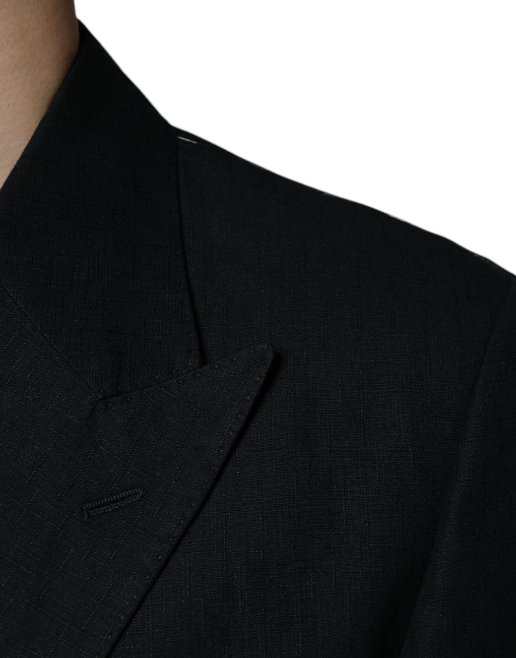 Dolce &amp; Gabbana Black Linen Double Breasted Dress Blazer
