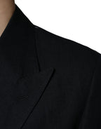 Dolce &amp; Gabbana Black Linen Double Breasted Dress Blazer