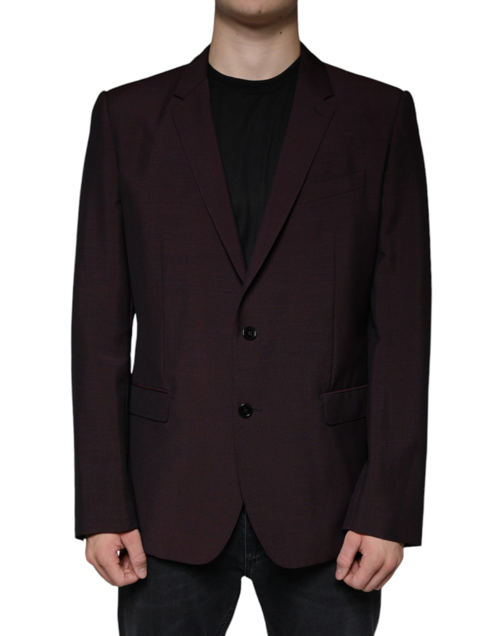 Dolce &amp; Gabbana Bordeaux Wool Single Breasted Dress Blazer