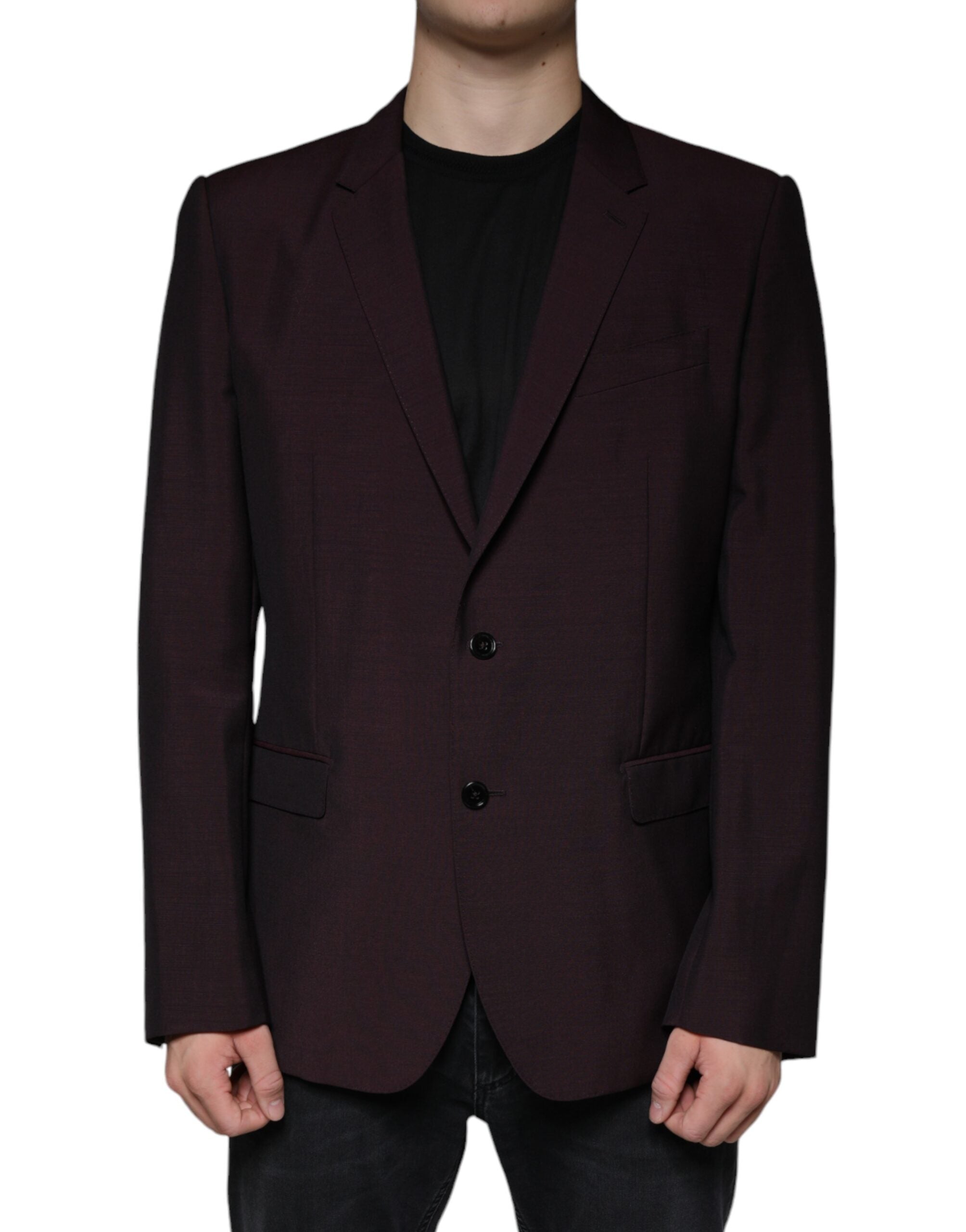 Dolce &amp; Gabbana Bordeaux Wool Single Breasted Dress Blazer