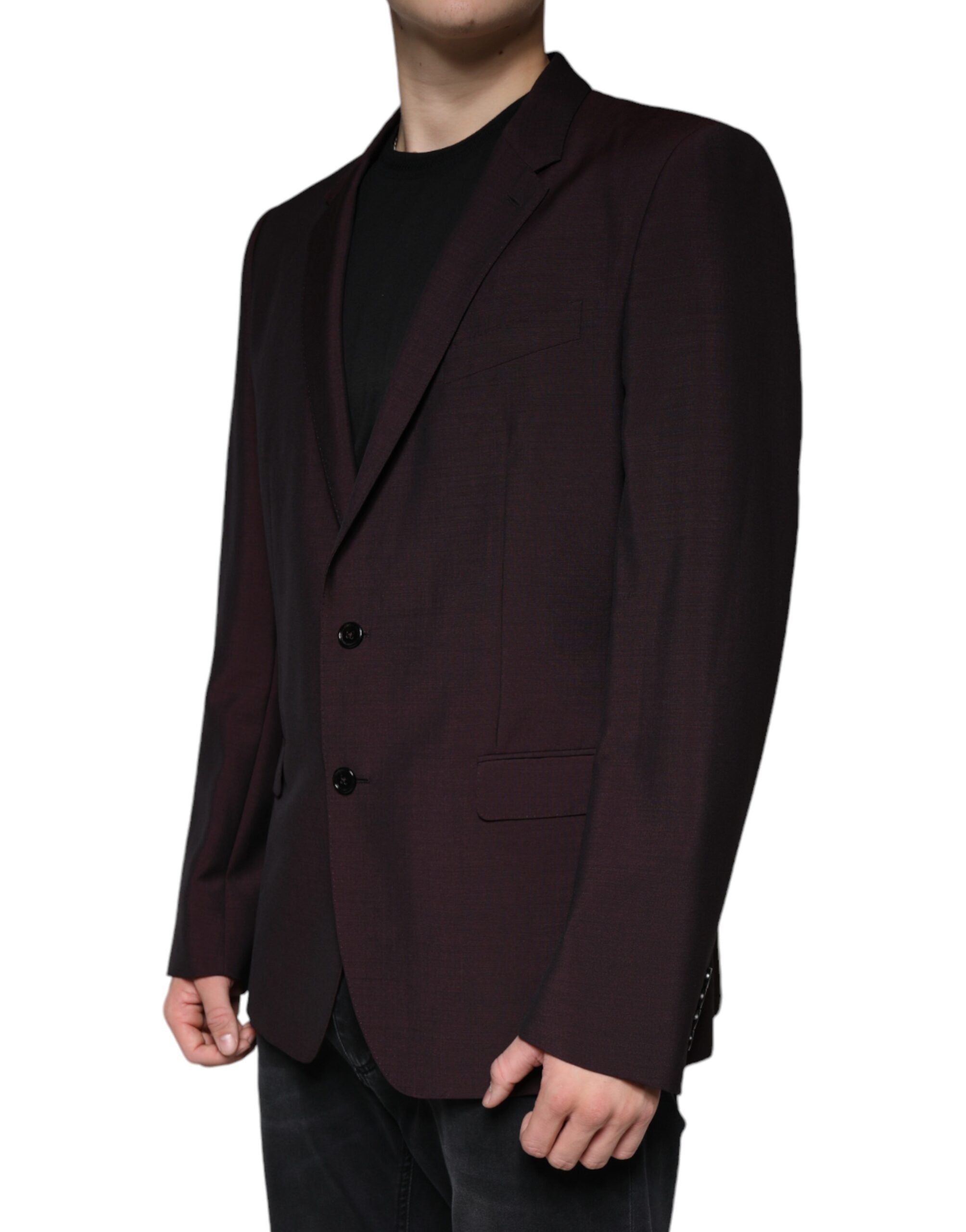 Dolce &amp; Gabbana Bordeaux Wool Single Breasted Dress Blazer