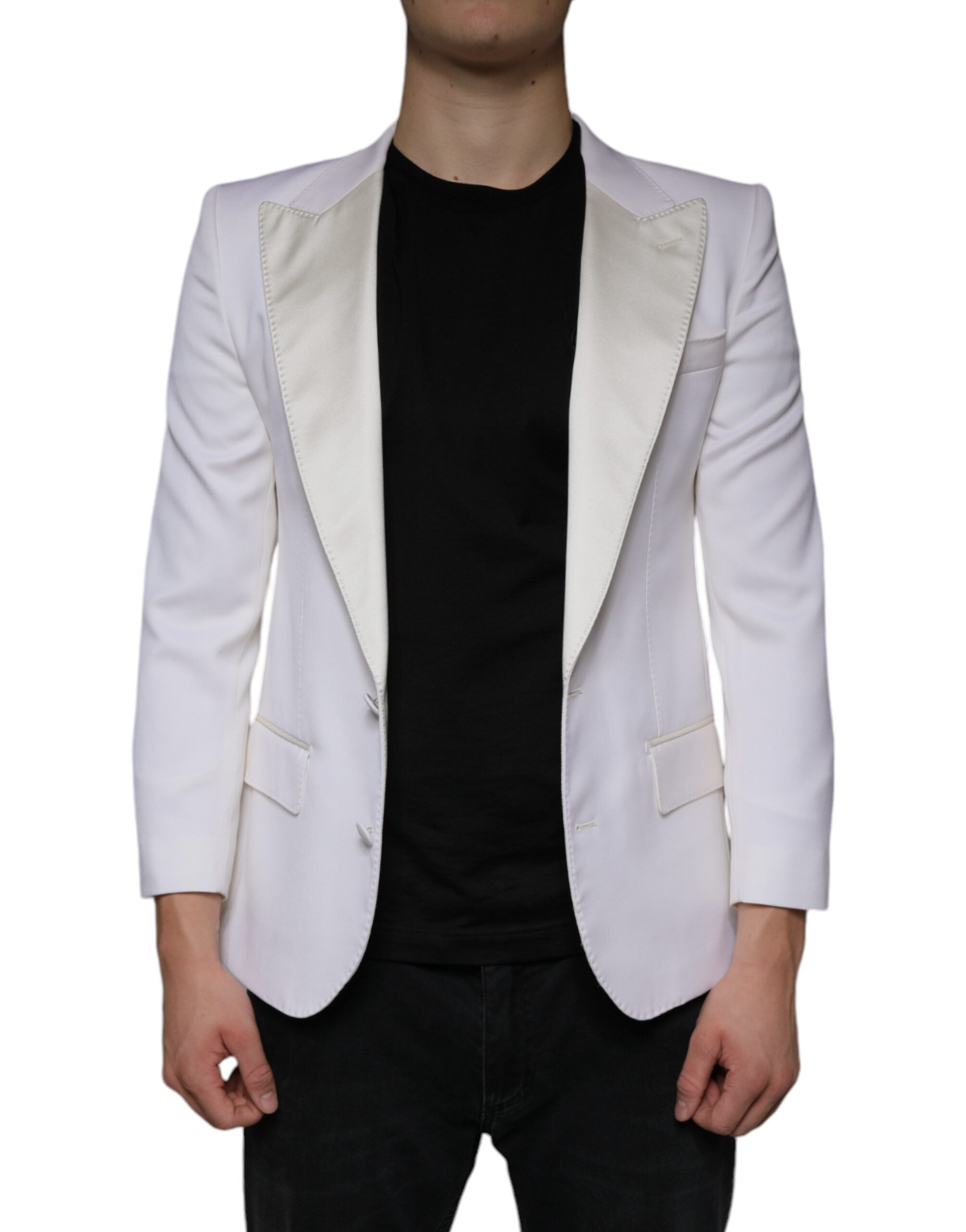 Dolce &amp; Gabbana Off White Wool Single Breasted Dress Blazer