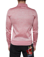 Dolce &amp; Gabbana Pink Polyester Long Sleeve Men Polo T-shirt