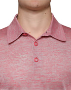 Dolce &amp; Gabbana Pink Polyester Long Sleeve Men Polo T-shirt