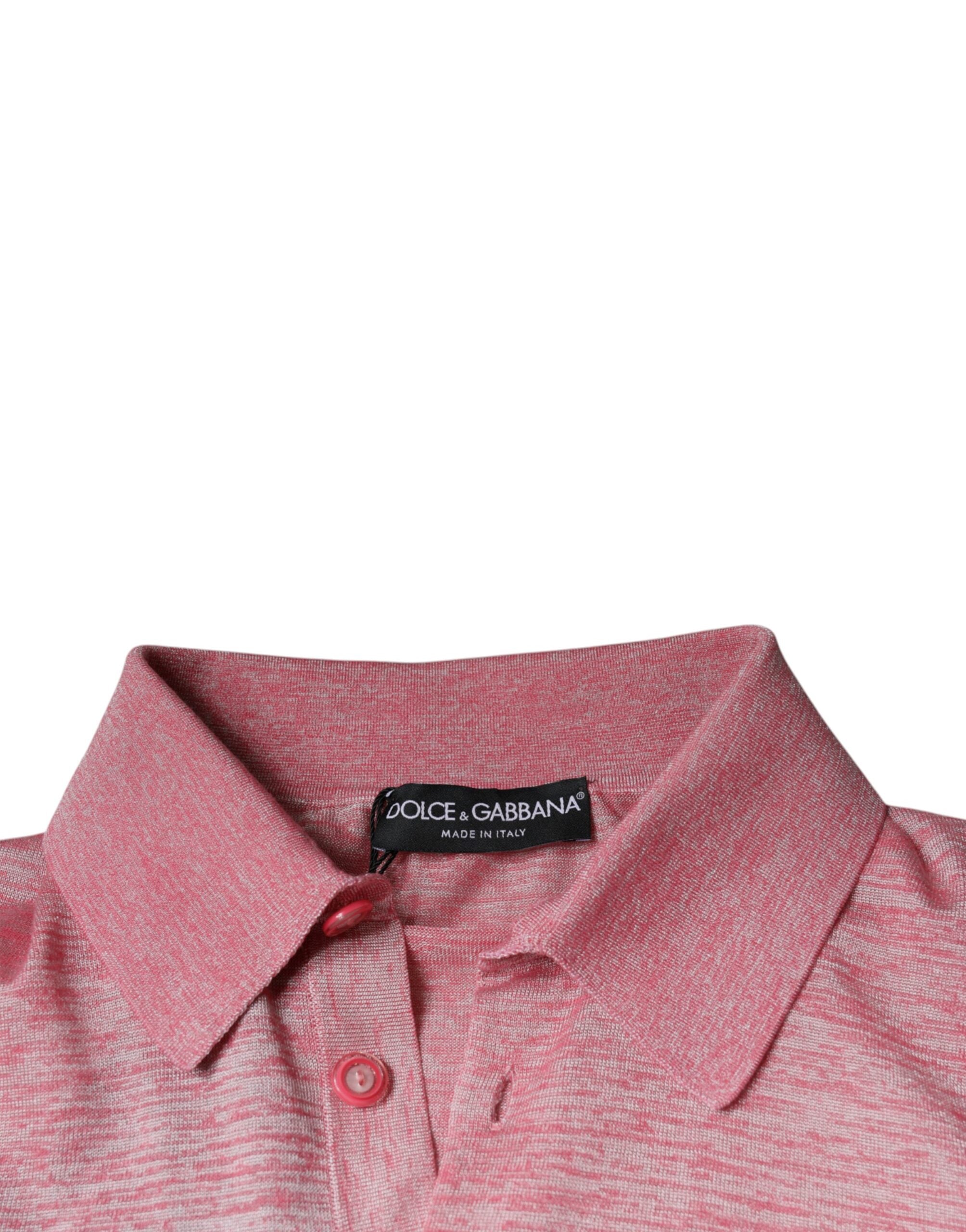 Dolce &amp; Gabbana Pink Polyester Long Sleeve Men Polo T-shirt