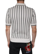 Dolce &amp; Gabbana White Black Stripe Polo Short Sleeve T-shirt