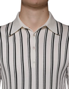Dolce &amp; Gabbana White Black Stripe Polo Short Sleeve T-shirt