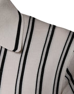 Dolce &amp; Gabbana White Black Stripe Polo Short Sleeve T-shirt