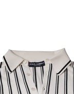 Dolce &amp; Gabbana White Black Stripe Polo Short Sleeve T-shirt
