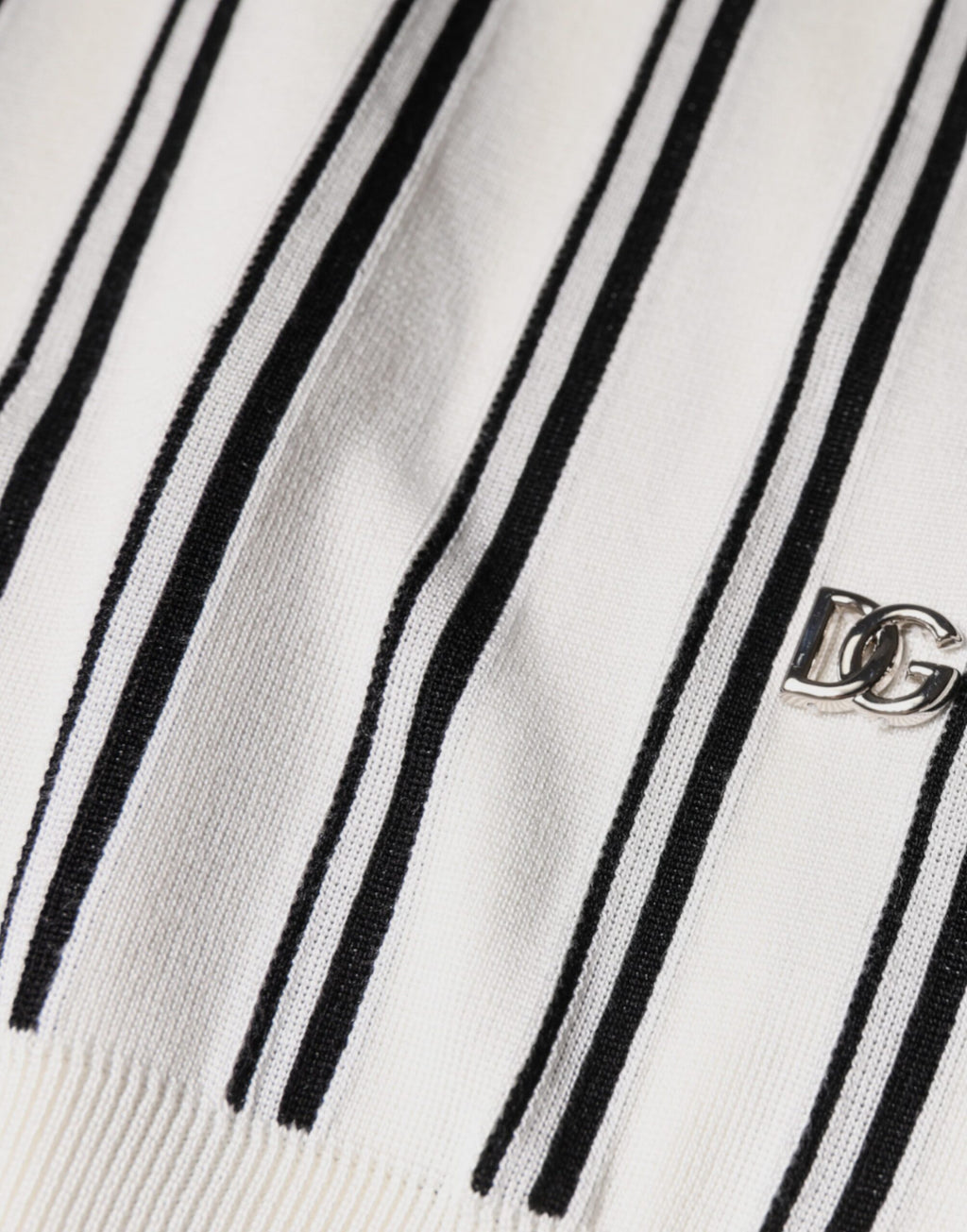 Dolce &amp; Gabbana White Black Stripe Polo Short Sleeve T-shirt