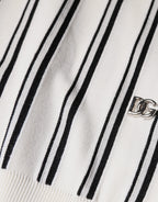 Dolce &amp; Gabbana White Black Stripe Polo Short Sleeve T-shirt