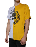 Dolce &amp; Gabbana White Yellow Logo Print Short Sleeve T-shirt