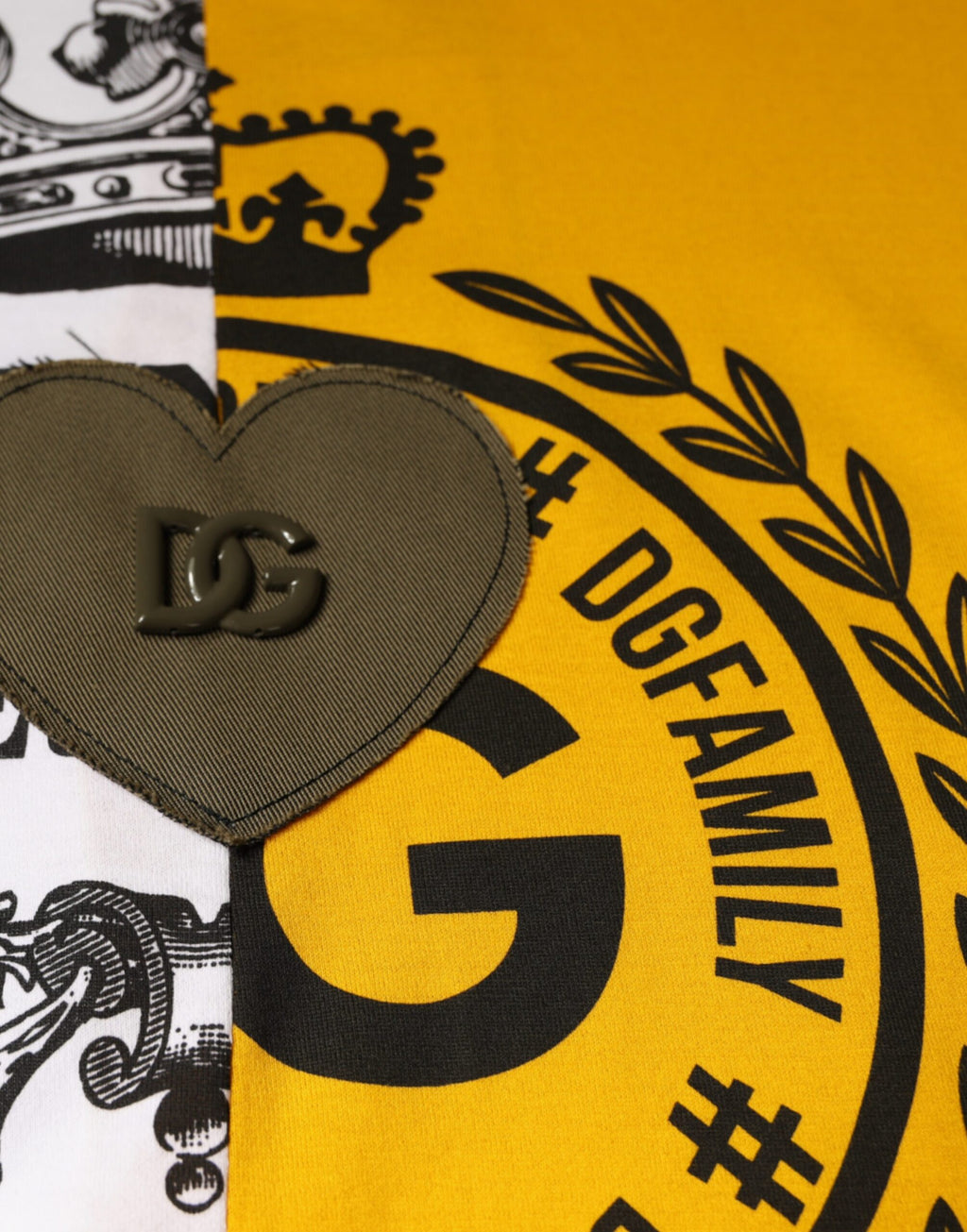 Dolce &amp; Gabbana White Yellow Logo Print Short Sleeve T-shirt