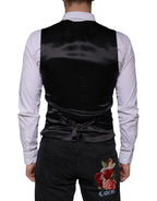 Dolce &amp; Gabbana Black Wool Waistcoat Dress Formal Vest