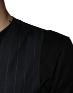 Dolce &amp; Gabbana Black Leather Waistcoat Dress Formal Vest