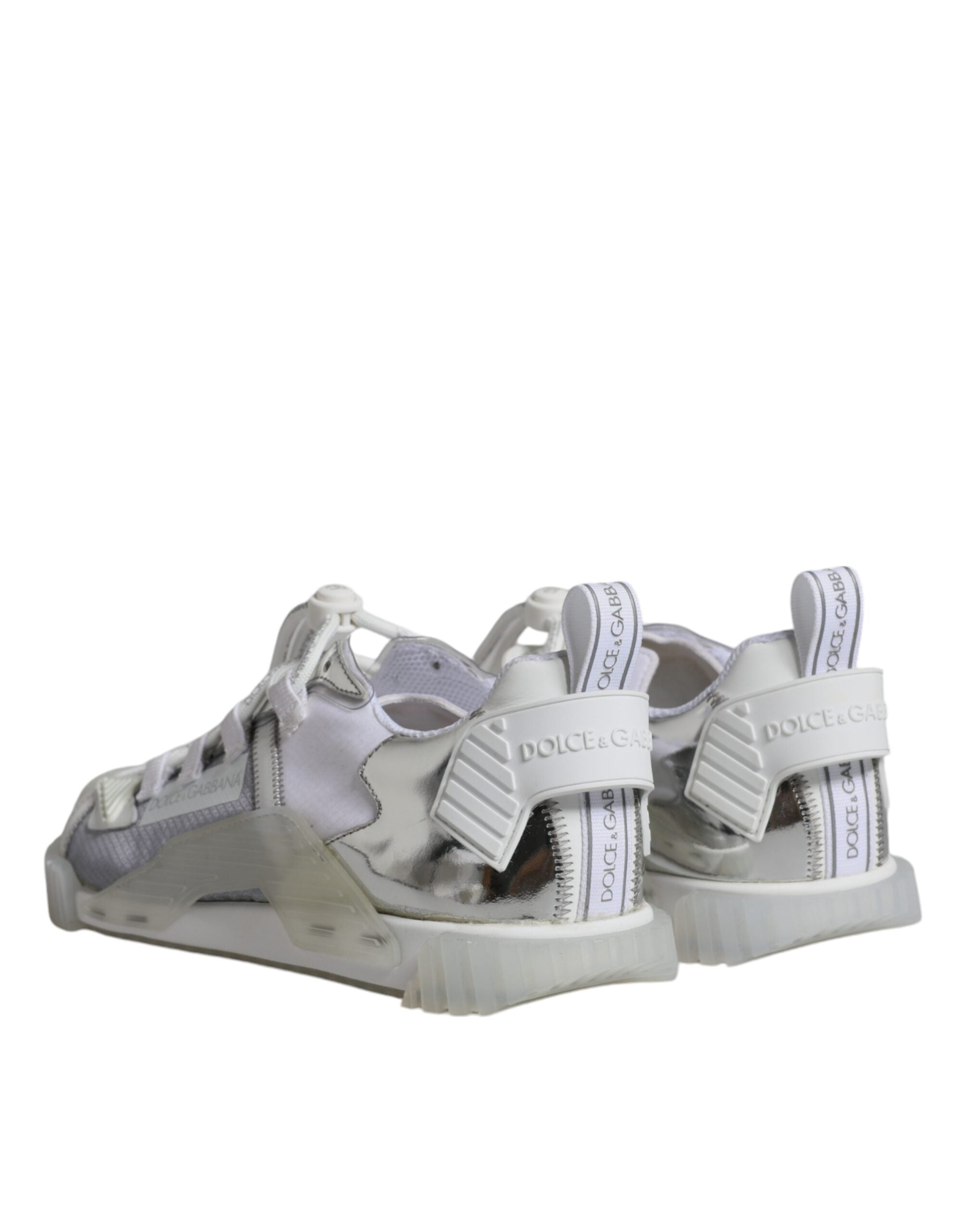 Dolce &amp; Gabbana White Silver Low Top NS1 Sneakers Shoes