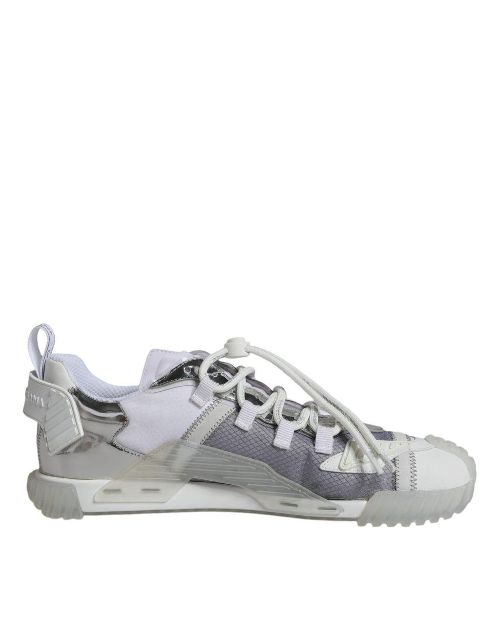 Dolce &amp; Gabbana White Silver Low Top NS1 Sneakers Shoes