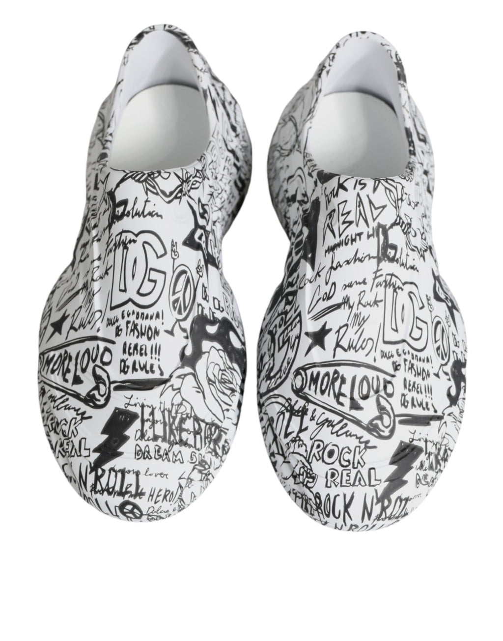 Dolce &amp; Gabbana White Black Graffiti Daymaster Sneakers Shoes