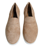 Dolce &amp; Gabbana Beige Suede Caiman Loafers Slippers Shoes
