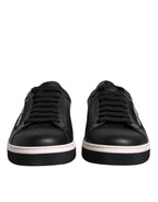 Dolce &amp; Gabbana Black Leather Low Top Men Sneakers Shoes