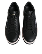 Dolce &amp; Gabbana Black Leather Low Top Men Sneakers Shoes