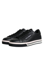 Dolce &amp; Gabbana Black Leather Low Top Men Sneakers Shoes