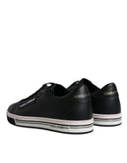 Dolce &amp; Gabbana Black Leather Low Top Men Sneakers Shoes