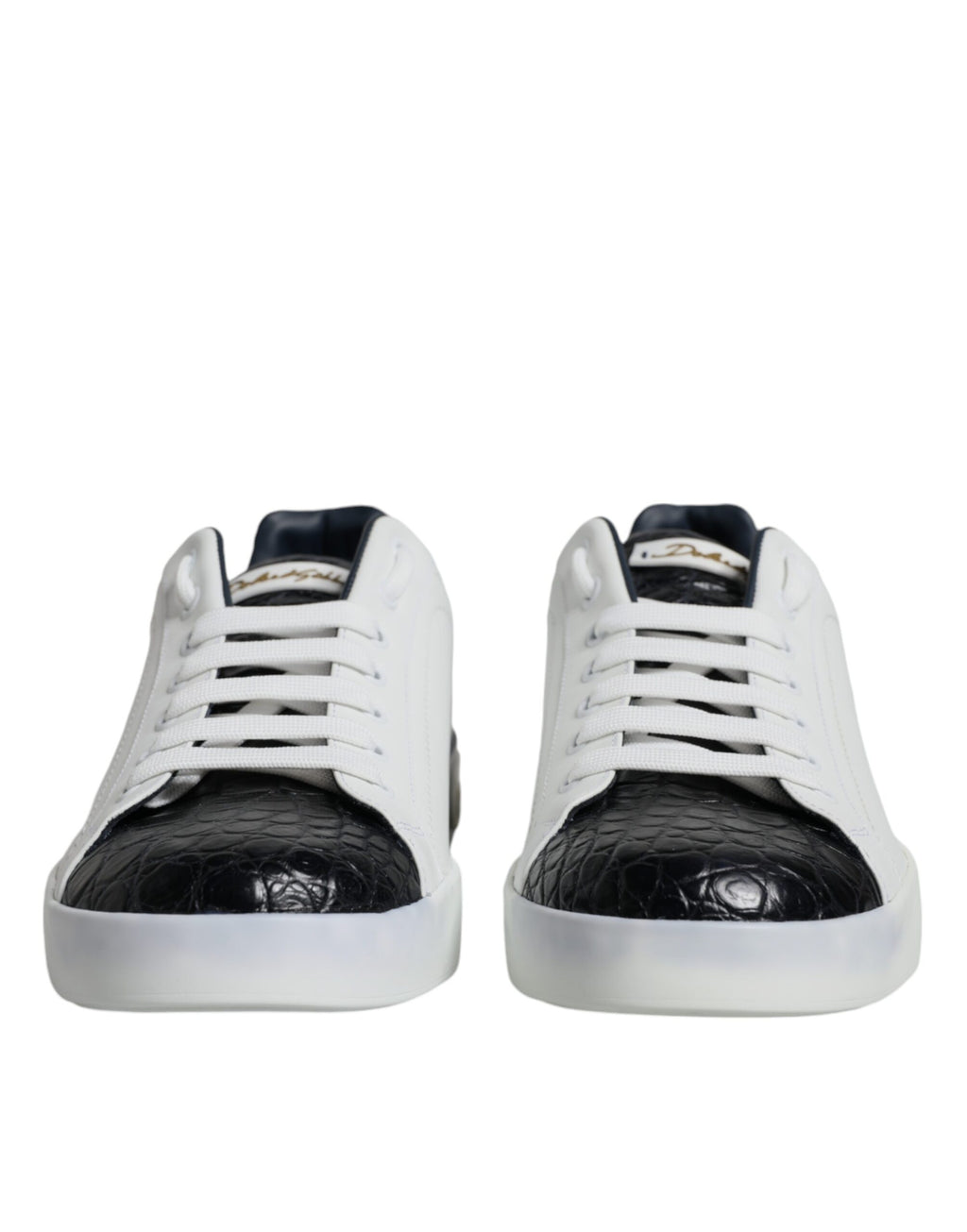 Dolce &amp; Gabbana White Leather Logo Portofino Sneaker Shoes