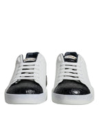 Dolce &amp; Gabbana White Leather Logo Portofino Sneaker Shoes