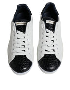Dolce &amp; Gabbana White Leather Logo Portofino Sneaker Shoes
