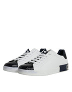 Dolce &amp; Gabbana White Leather Logo Portofino Sneaker Shoes