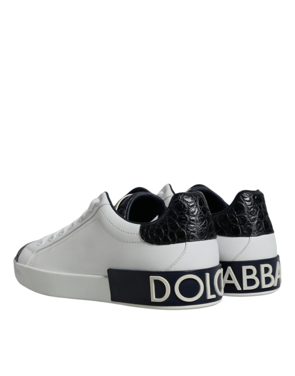 Dolce &amp; Gabbana White Leather Logo Portofino Sneaker Shoes
