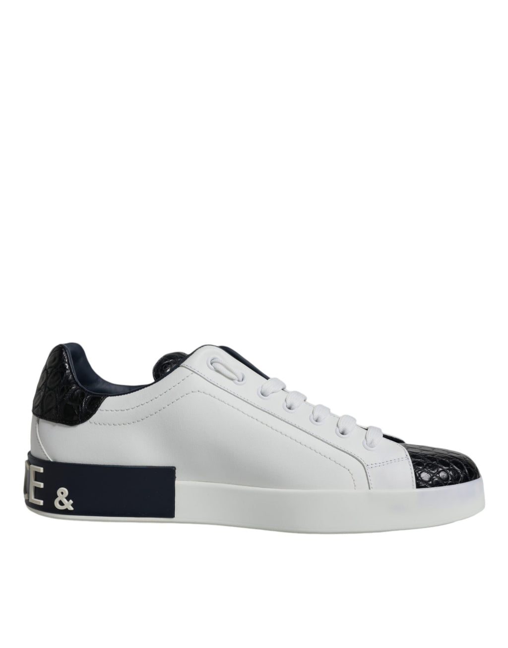 Dolce &amp; Gabbana White Leather Logo Portofino Sneaker Shoes