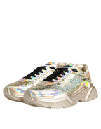 Dolce &amp; Gabbana Gold Sequin Iridiscent Daymaster Sneakers Shoes