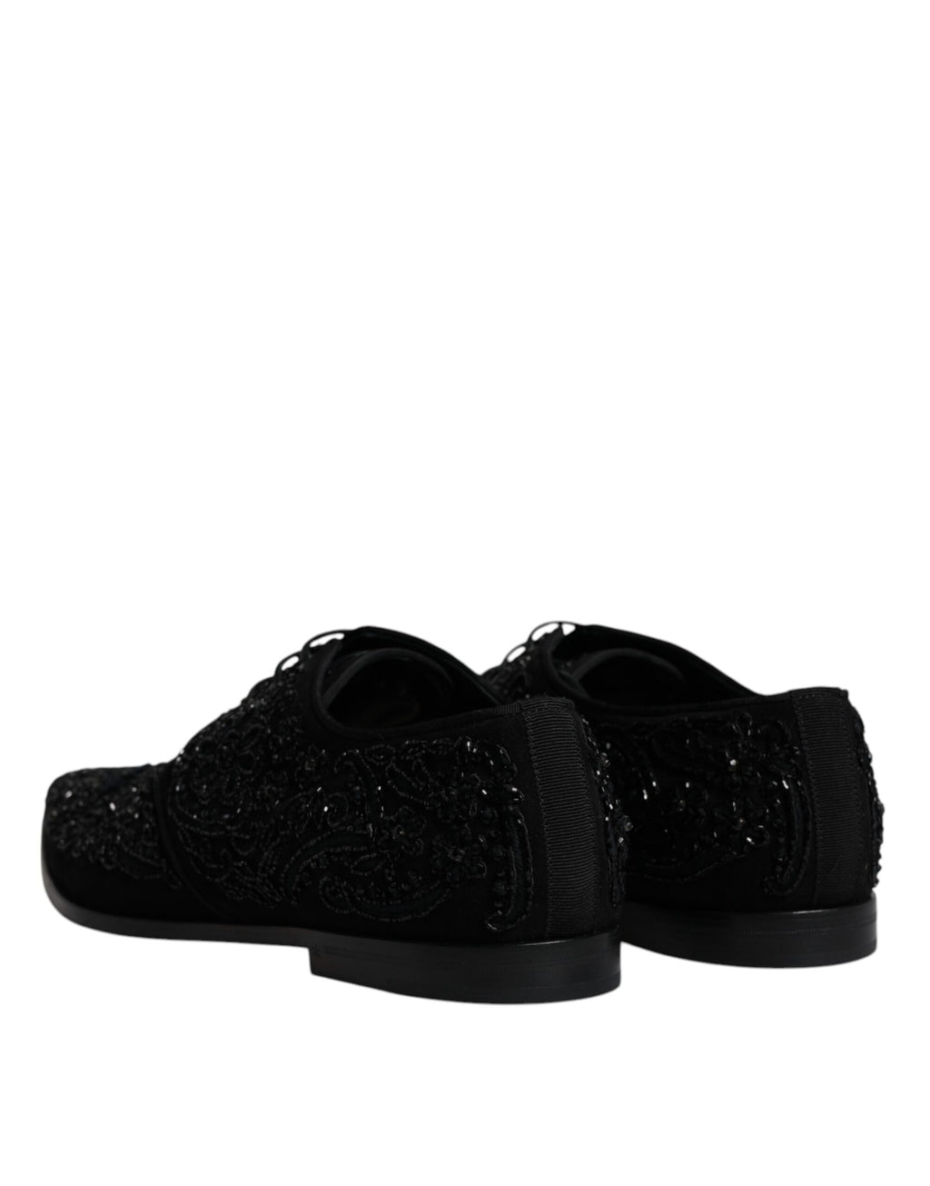 Dolce &amp; Gabbana Black Embellished Suede Derby Formal Shoes