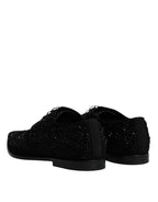 Dolce &amp; Gabbana Black Embellished Suede Derby Formal Shoes