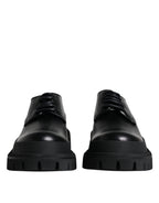 Dolce &amp; Gabbana Black Leather Lace Up Trekking Dress Shoes