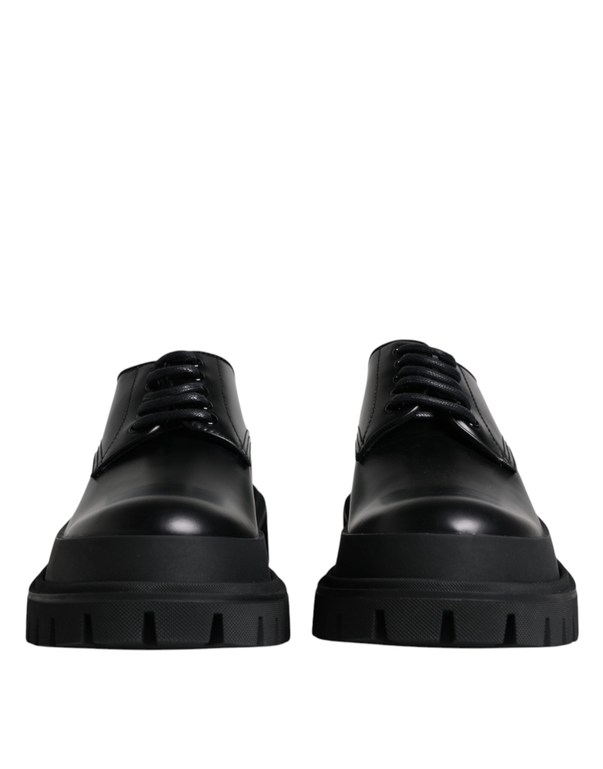 Dolce &amp; Gabbana Black Leather Lace Up Trekking Dress Shoes