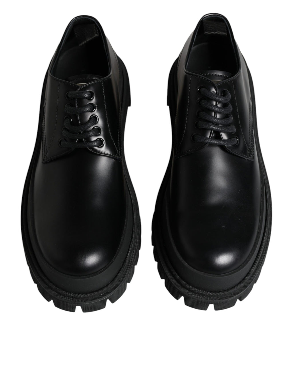 Dolce &amp; Gabbana Black Leather Lace Up Trekking Dress Shoes