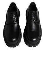 Dolce &amp; Gabbana Black Leather Lace Up Trekking Dress Shoes