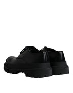 Dolce &amp; Gabbana Black Leather Lace Up Trekking Dress Shoes